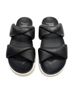 Sorel Black Slide Platform Sandals | 10